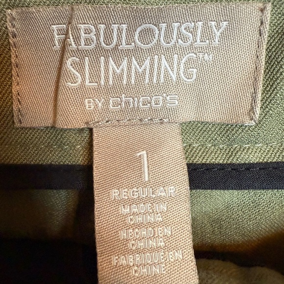 Chico's | Olive Green So Slimming Straight Leg Stretch Pants | Chico’s Sz 1 - Picture 4 of 6